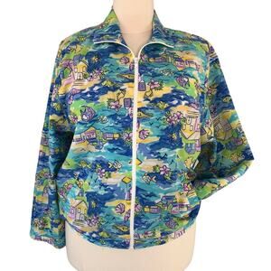 Napa Valley Lightweight Jacket Full Zip Festival Fish Motif Vintage Size 1X